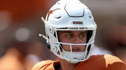 Arch Manning #16 of the Texas Longhorns throws a pass before the game against the Colorado State Rams at Darrell K Royal-Texas Memorial Stadium on August 31, 2024 in Austin, Texas.