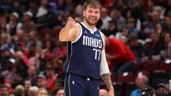 Luka Doncic #77 of the Dallas Mavericks reacts against the Chicago Bulls