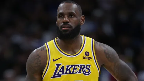 LeBron James #23 of the Los Angeles Lakers plays the Denver Nuggets in the fourth quarter during game two of the Western Conference First Round Playoffs