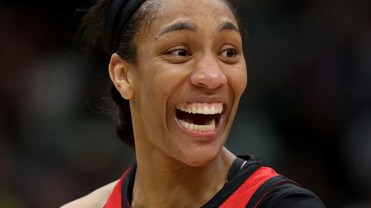 A'ja Wilson #22 of the Las Vegas Aces