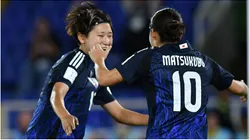 Manaka Matsukubo of Japan celebrates her goal