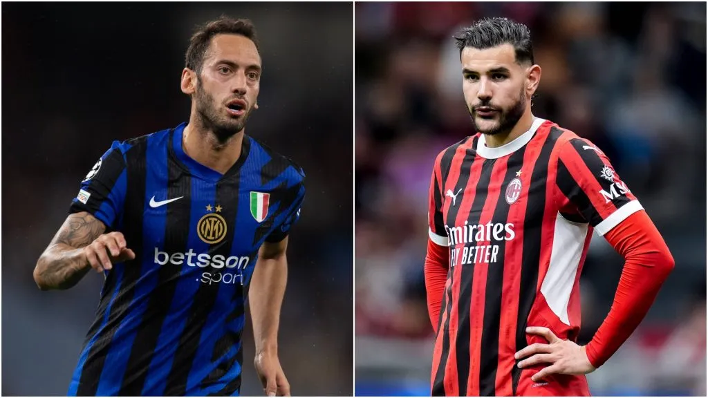 Hakan Calhanoglu of Inter Milan and Theo Hernandez of AC Milan – IMAGO / Visionhaus and Giuseppe Maffia