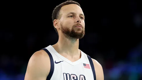 Stephen Curry #4 of Team United States looks on during a Men's basketball semifinals match between Team United States and Team Serbia