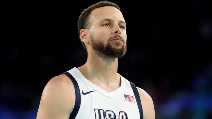 Stephen Curry #4 of Team United States looks on during a Men's basketball semifinals match between Team United States and Team Serbia