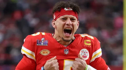 Patrick Mahomes #15 of the Kansas City Chiefs reacts prior to Super Bowl LVIII against the San Francisco 49ers at Allegiant Stadium on February 11, 2024 in Las Vegas, Nevada.