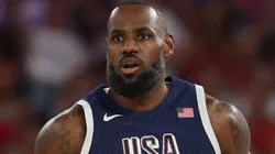 LeBron James #6 of Team United States looks on during the Men's Gold Medal game between Team France and Team United States on day fifteen of the Olympic Games Paris 2024 at Bercy Arena.