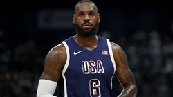 LeBron James #6 of the United States walks the court during the first half of an exhibition game between the United States and Australia
