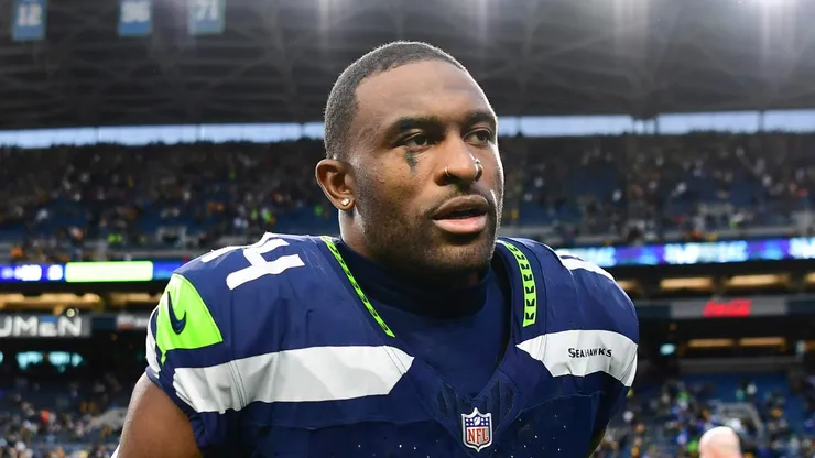 DK Metcalf #14 of the Seattle Seahawks walks off the field after losing to the Pittsburgh Steelers 30-23 at Lumen Field on December 31, 2023 in Seattle, Washington.