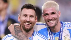 Lionel Messi and Rodrigo De Paul playing with Argentna