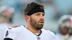 Baker Mayfield #6 of the Tampa Bay Buccaneers warms up against the Jacksonville Jaguars during a preseason game at EverBank Field on August 17, 2024 in Jacksonville, Florida.