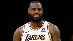 LeBron James #23 of the Los Angeles Lakers during game four of the Western Conference First Round Playoffs at Crypto.com Arena.