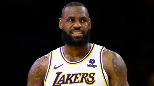 LeBron James #23 of the Los Angeles Lakers during game four of the Western Conference First Round Playoffs at Crypto.com Arena.