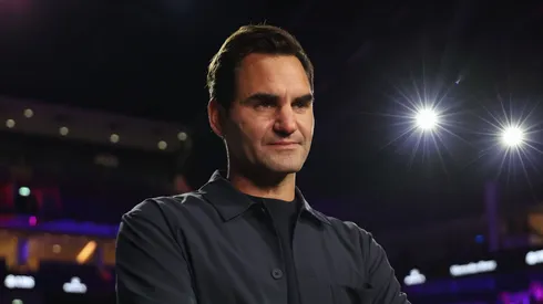 Roger Federer at Uber Arena ahead of the 2024 Laver Cup