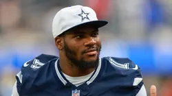 Dallas Cowboys linebacker Micah Parsons 11 running off of the field after a NFL, American Football Herren, USA preseason game between the Dallas Cowboys and the Los Angeles Rams on August 11, 2024, at SoFi Stadium in Inglewood, CA.