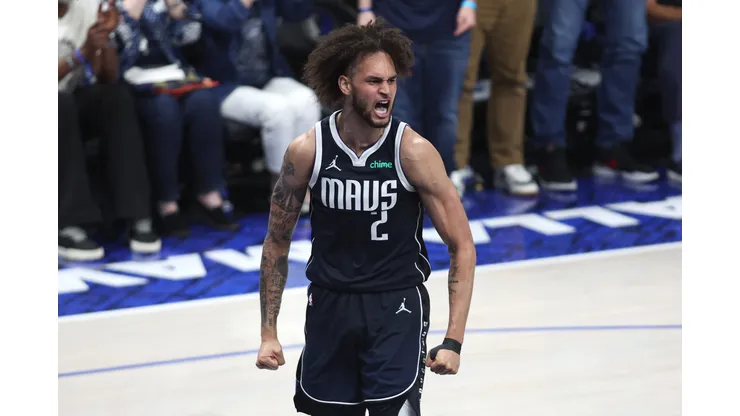 DALLAS, TEXAS - JUNE 14: Dereck Lively II #2 of the Dallas Mavericks reacts during the third quarter against the Boston Celtics in Game Four of the 2024 NBA Finals at American Airlines Center on June 14, 2024 in Dallas, Texas. NOTE TO USER: User expressly acknowledges and agrees that, by downloading and or using this photograph, User is consenting to the terms and conditions of the Getty Images License Agreement. (Photo by Tim Heitman/Getty Images)