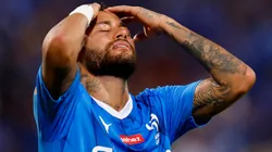 Neymar reacts during the Saudi Pro League match between Al Hilal and Al Shabab at Prince Faisal Bin Fahad on September 29, 2023 in Riyadh, Saudi Arabia.