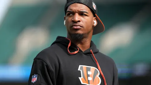 Ja'Marr Chase #1 of the Cincinnati Bengals looks on prior to a game New England Patriots at Paycor Stadium on September 08, 2024 in Cincinnati, Ohio.