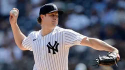 Gerrit Cole #45 of the New York Yankees pitches during the first inning against the Boston Red Sox at Yankee Stadium on September 14, 2024 in New York City.