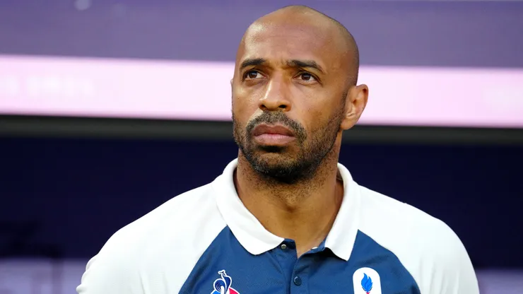 Thierry Henry, Head Coach of Team France looks on prior to the Men's Quarterfinal match between France and Argentina