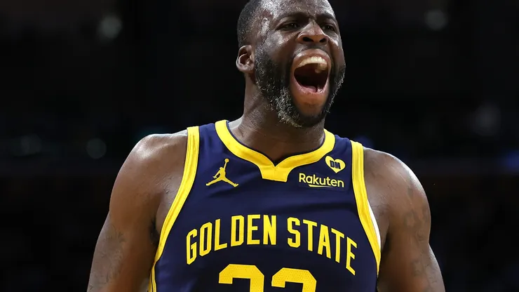 Draymond Green #23 of the Golden State Warriors looks on during the first half of a game against the Los Angeles Lakers at Crypto.com Arena on March 16, 2024 in Los Angeles, California.