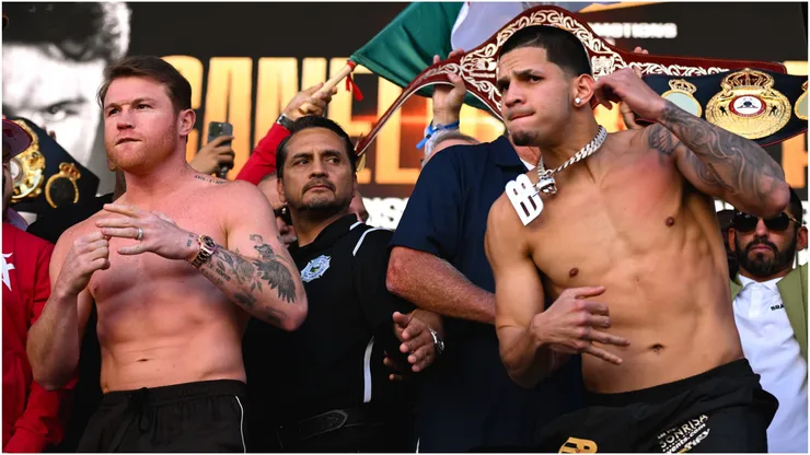 Canelo Alvarez (left) and Edgar Berlanga (right)