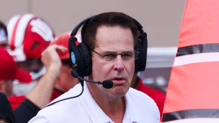 Indiana University Football vs FIU in Bloomington, USA - 31 Aug 2024 Indiana University coach Curt Cignetti coaches during the National Collegiate Athletic Association NCAA football game against Florida International University at Memorial Stadium. Indiana Hoosiers 31-7 Florida International University.
