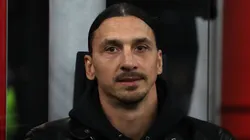 Zlatan Ibrahimovic of AC Milan looks on during the UEFA Champions League quarterfinal first leg match between AC Milan and SSC Napoli