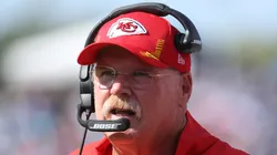 Andy Reid the head coach of the Kansas City Chiefs against the Tennessee Titans at Nissan Stadium on October 24, 2021 in Nashville, Tennessee.
