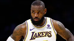 LeBron James #23 of the Los Angeles Lakers during game four of the Western Conference First Round Playoffs at Crypto.com Arena.