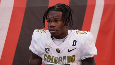 Buffaloes cornerback Travis Hunter (12) after the game with Colorado Buffaloes and Utah Utes held at Rice-Eccles Stadium in Salt Lake, Utah.