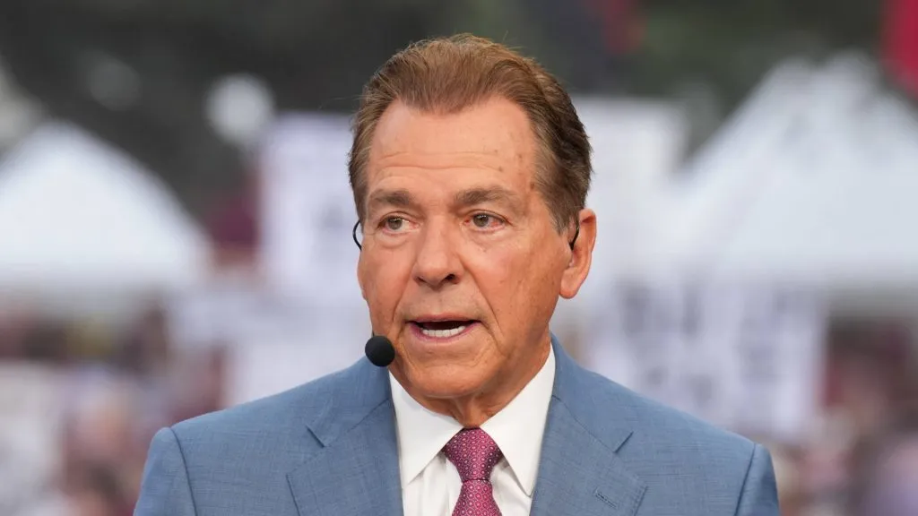 College GameDay analyst Nick Saban on set during the programÃ¢â‚¬â ¢s broadcast from College Station, Texas, ahead of the season-opening game between Texas A&M and Notre Dame on August 31, 2024.