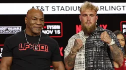 Mike Tyson and Jake Paul attend Fanatics Fest Press Conference at Javits Center on August 18, 2024 in New York City.