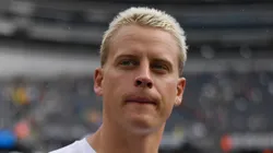 Joe Burrow #9 of the Cincinnati Bengals looks on after a preseason game against the Chicago Bears at Soldier Field on August 17, 2024 in Chicago, Illinois.