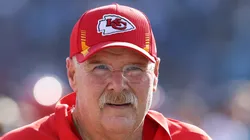 Andy Reid the head coach of the Kansas City Chiefs against the Tennessee Titans at Nissan Stadium on October 24, 2021 in Nashville, Tennessee.