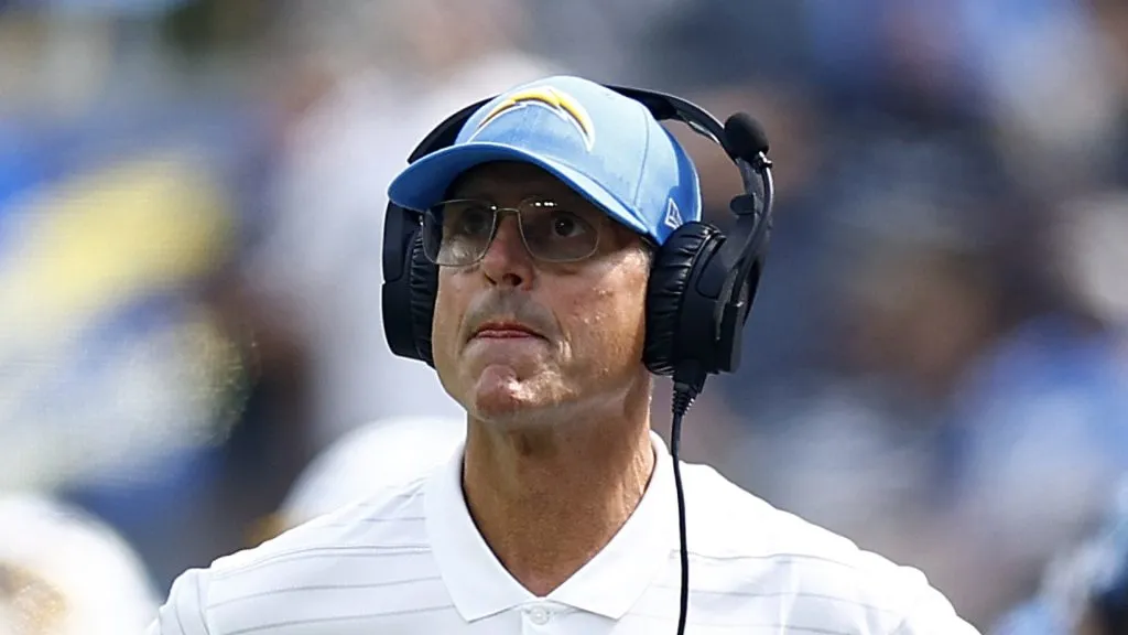 Head coach Jim Harbaugh of the Los Angeles Chargers