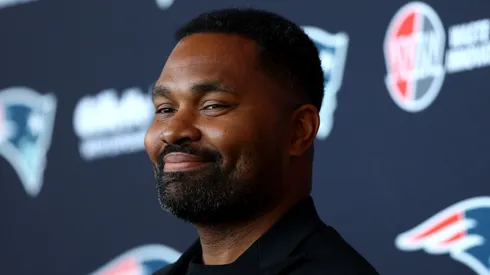 FOXBOROUGH, MASSACHUSETTS – JANUARY 17: Newly appointed head coach Jerod Mayo of the New England Patriots speaks to the media during a press conference at Gillette Stadium Foxborough, Massachusetts.