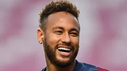 Neymar of Paris Saint-Germain reacts during a training session ahead of their UEFA Champions League Final match in 2020