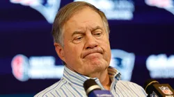 New England Patriots head coach Bill Belichick speaks during a press conference after a game against the New York Jets at Gillette Stadium on January 07, 2024 in Foxborough, Massachusetts.