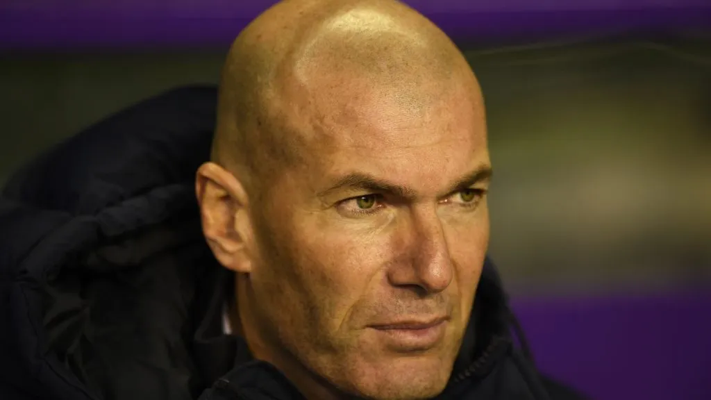 Zinedine Zidane, Manager of Real Madrid looks on prior to the Liga match between Real Valladolid CF and Real Madrid CF