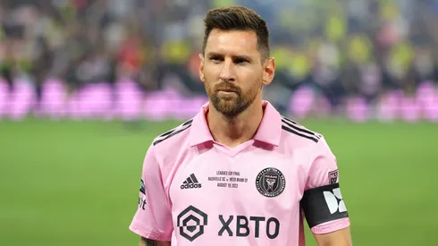 Lionel Messi #10 of Inter Miami looks on prior to Leagues Cup 2023 final match