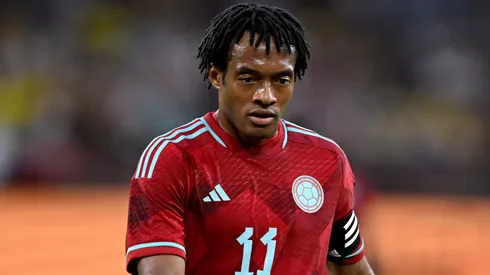 Juan Cuadrado of Columbia reacts during the international friendly match between Germany and Colombia at Veltins-Arena on June 20, 2023 in Gelsenkirchen, Germany.