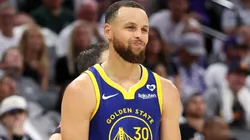 Stephen Curry #30 of the Golden State Warriors stands on the court during the end of the the second half of their loss to the Sacramento Kings during the Play-In Tournament at Golden 1 Center on April 16, 2024 in Sacramento, California.