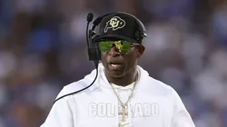 Head coach Deion Sanders of the Colorado Buffaloes looks on from the sidelines during the first half of a game against the UCLA Bruins at Rose Bowl Stadium on October 28, 2023 in Pasadena, California.