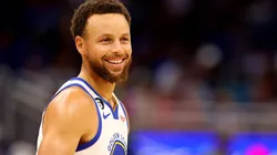 Stephen Curry #30 of the Golden State Warriors looks on during a game against the Golden State Warriors at Amway Center on November 03, 2022 in Orlando, Florida.
