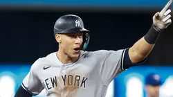 Aaron Judge #99 of the New York Yankees runs the bases as he hits his 61st home run of the season in the seventh inning against the Toronto Blue Jays at Rogers Centre on September 28, 2022 in Toronto, Ontario, Canada. Judge has now tied Roger Maris for the American League record.