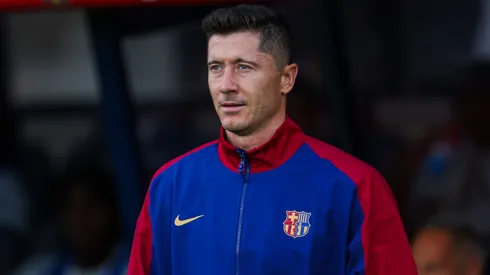 Robert Lewandowski of FC Barcelona looks on prior to the Joan Gamper Trophy match