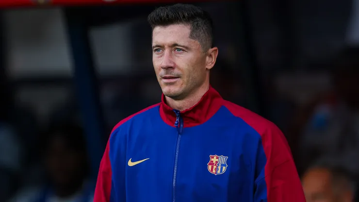 Robert Lewandowski of FC Barcelona looks on prior to the Joan Gamper Trophy match