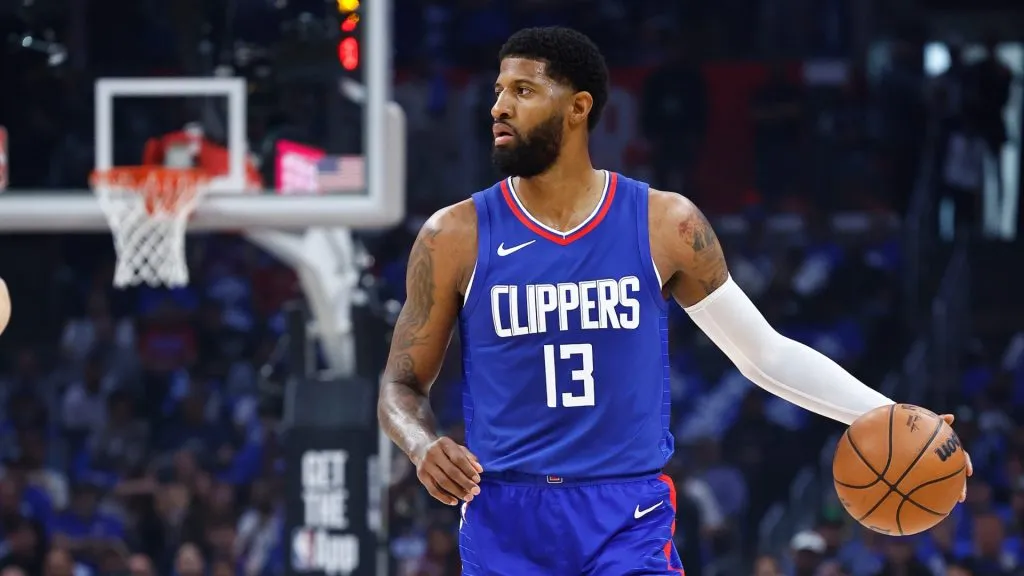 Paul George #13 of the LA Clippers in the first half during game one of the Western Conference First Round Playoffs at Crypto.com Arena on April 21, 2024 in Los Angeles, California. (Photo by Ronald Martinez/Getty Images)