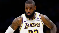 LeBron James #23 of the Los Angeles Lakers during game four of the Western Conference First Round Playoffs at Crypto.com Arena on April 27, 2024 in Los Angeles, California.