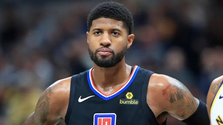 Paul George #13 of the Los Angeles Clippers watches the action against the Indiana Pacers